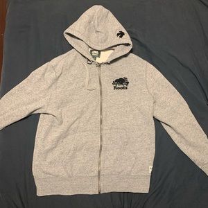 Roots salt and pepper zip up sweater